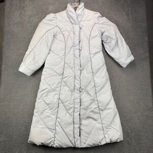 Vintage Concept Womens Gray Down Filled Quilted Long Puffer Coat Size S Korea
